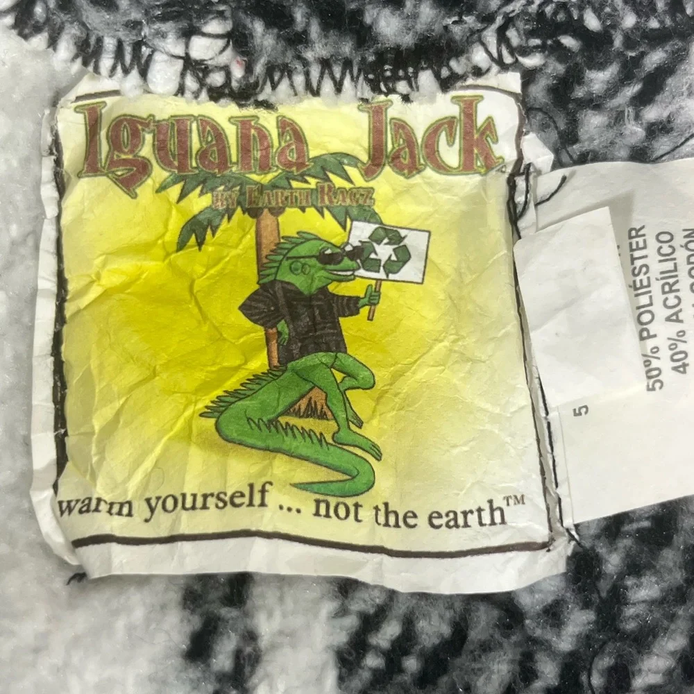 IGUANA JACK BOHO MEXICAN BLANKET HOODIE UNISEX L FITS‎ LIKE A MED BLACK/WHITE